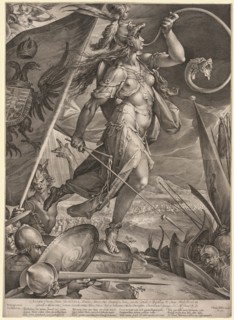 Bellona Leading the Armies of the Emperor against the Turks, 1600. Creator: Jan Muller (Dutch, 1571-1628).