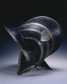 Black and White Burgonet (of the Civic Guard of Bologna), c. 1580-1600. Creator: Unknown.