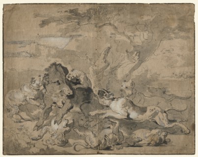 Boar Hunt, c. 1672. Creator: Abraham Hondius (Dutch, c. 1625-1695).