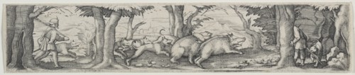 Boar Hunt. Creator: Virgilius Solis (German, 1514-1562).