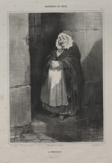 Bohemians of Paris, plate 15: The Pedestrain (or The Large Sick Woman), 1841. Creator: Honoré Daumier (French, 1808-1879).
