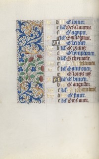 Book of Hours (Use of Rouen): fol. 8v, c. 1470. Creator: Master of the Geneva Latini (French, active Rouen, 1460-80).