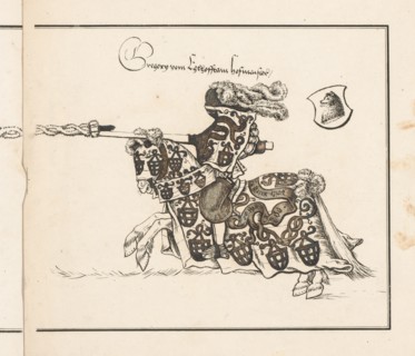 Book on Tournaments: Jouster Facing Left, 1817. Creator: Theobald Senefelder (German, 1777-1846); Clemens Senefelder (German, 1778-1813), and.