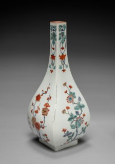 Bottle Vase with Plum and Chrysanthemum Decoration: In Kakiemon Style, late 17th century. Creator: Unknown.