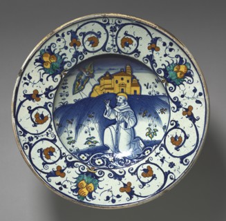 Bowl Depicting Saint Francis Receiving Stigmata, 1531. Creator: Unknown.