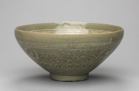 Bowl with Inlaid Waterfowl, Willow, and Reed Design, 1300s. Creator: Unknown.