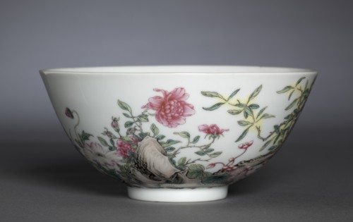 Bowl with Poppies, Tree Peony, and Flowering Mimosa, 1723-35. Creator: Unknown.