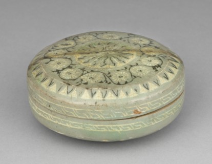 Box and Cover with Inlaid Chrysanthemum and Scroll Design, 1200s. Creator: Unknown.