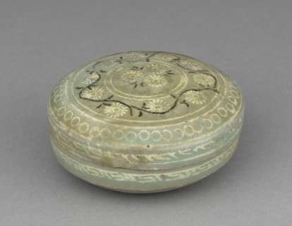 Box and Cover with Inlaid Chrysanthemum and Scroll Design, 1200s. Creator: Unknown.