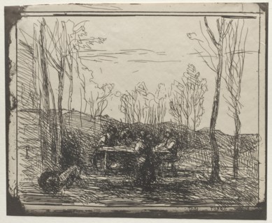 Breakfast in a Glade, original impression 1857, printed in 1921. Creator: Jean Baptiste Camille Corot (French, 1796-1875).