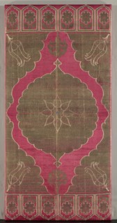Brocaded Silk Cushion Cover & Iranian Striped Silk Surround, early 1600s. Creator: Unknown.