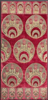 Brocaded velvet cushion cover with crescents, 1525-1575. Creator: Unknown.