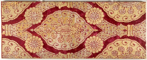 Brocaded velvet with medallions in ogival lattice, late 1500s. Creator: Unknown.