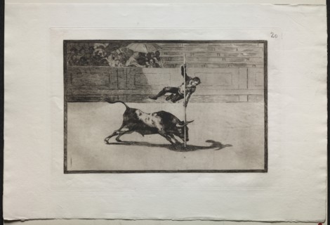 Bullfights: The Agility and Audacity of Juanito Apinani in (the Ring) at Madrid, 1876. Creator: Francisco de Goya (Spanish, 1746-1828).