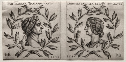Busts of Emperor Trajan and Domitia Calvilla, 1546. Creator: Hans Sebald Beham (German, 1500-1550).