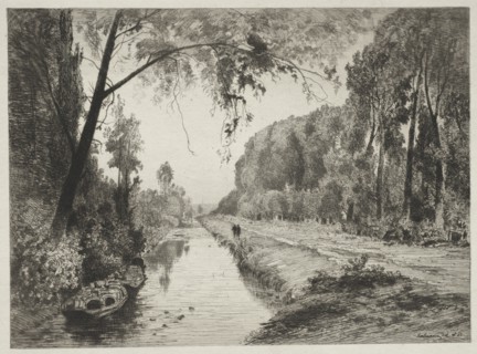 Canal at Pont Sainte-Maxence, c. 1878. Creator: Maxime Lalanne (French, 1827-1886).