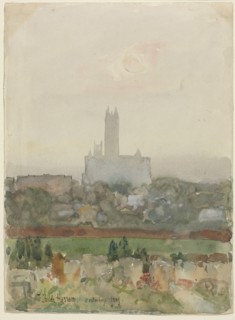 Canterbury Cathedral (recto), 1889. Creator: Childe Hassam (American, 1859-1935).