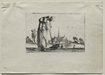 Caprices: Standing Beggar Woman Carrying a Child on her Back. Creator: Stefano Della Bella (Italian, 1610-1664).