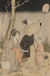 Catching Fireflies Beneath a Willow Tree (left), c. 1796-1797. Creator: Kitagawa Utamaro (Japanese, 1753?-1806).