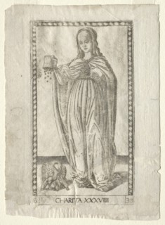 Charity (from the Tarocchi, series B: Cosmic Principles & Virtues, #38), before 1467. Creator: Master of the E-Series Tarocchi (Italian, 15th century).