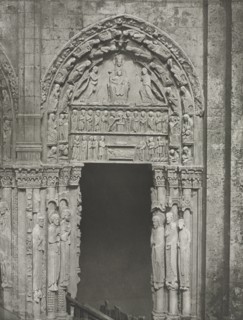 Chartres Cathedral: Right Door of the Royal Portal with Our Lady of Chartres, 1857. Creator: Charles Nègre (French, 1820-1880).