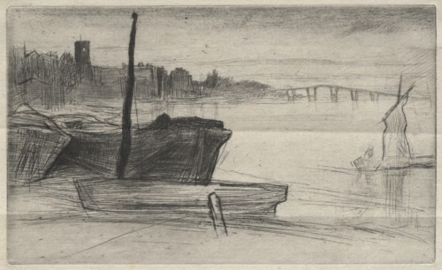Chelsea Bridge and Church, 1871. Creator: James McNeill Whistler (American, 1834-1903).