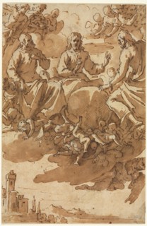 Christ in Glory with Two Saints, first third 17th century. Creator: Marcantonio Bassetti (Italian, 1586-1630).