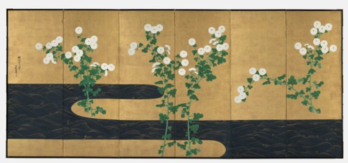 Chrysanthemums by a Stream, late 1700s-early 1800s. Creator: Ogata Korin (Japanese, 1658-1716), follower of.