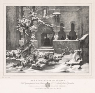 Churchyard with Snow, c. 1835. Creator: Andreas Borum (German, 1799-1853).