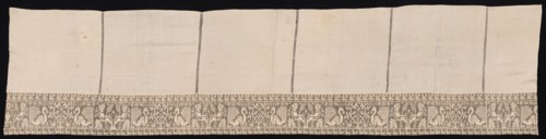Cloth with Border of Peacocks and Vegetation, 17th-18th century. Creator: Unknown.