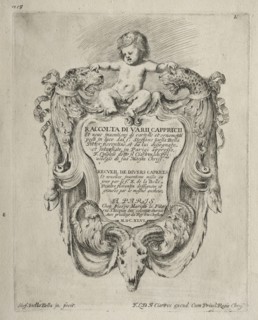 Collection of Various Caprices and New Designs of Cartouches and Ornaments: No 1, Title Page. Creator: Stefano Della Bella (Italian, 1610-1664).