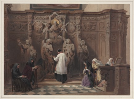 Confessional, Church of St. Paul, Antwerp, 1838. Creator: Louis Haghe (British, 1806-1885).