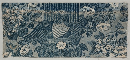 Copperplate Printed Cotton Fragment with American Eagle, 1830 - 1840. Creator: Unknown.