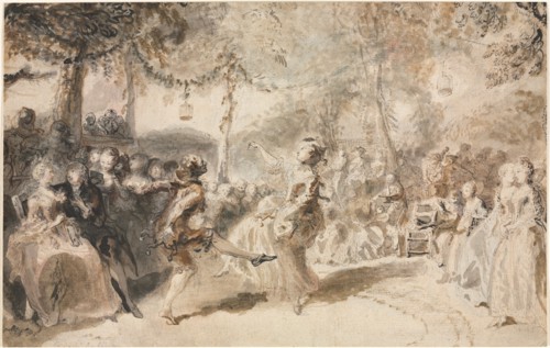 Costumed Dancers Performing in a Garden Tavern, 1756. Creator: Augustin de Saint-Aubin (French, 1736-1807).
