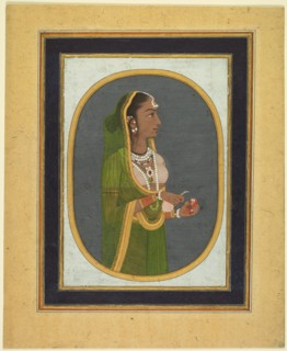 Court lady pouring wine, c. 1760. Creator: Muhammad Rizavi Hindi (Indian, active mid-1700s), attributed to.
