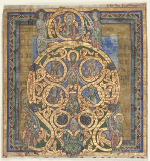 Cutting from an Antiphonary: Initial A[spiciens a longe]: The Tree of Jesse, c. 1115-1125. Creator: Unknown.