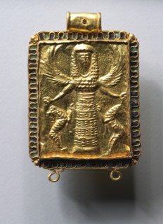 Daedalic Pendant with Potnia Theron (Mistress of the Animals), 650-600 BC. Creator: Unknown.