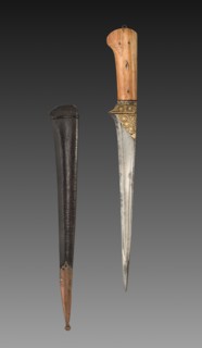 Dagger with Brown Leather Case, 1700s-1800s. Creator: Unknown.
