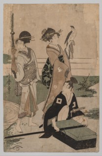 Daimio and his Retinue Crossing a Stream in Plain Near Fuji, 1753-1806. Creator: Kitagawa Utamaro (Japanese, 1753?-1806).