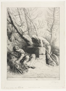 Death and the Woodcutter, 1881. Creator: Alphonse Legros (French, 1837-1911).