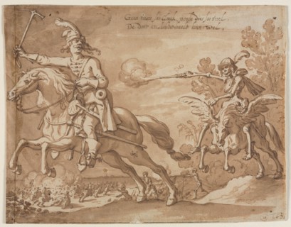 Death on Horseback Chasing a Flying Knight, 1631. Creator: Sebastian Vrancx (Flemish, 1573-1647).