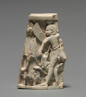 Decorative Plaque: Man; and Griffin in Combat, 900-800 BC. Creator: Unknown.