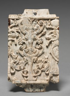 Decorative Plaque: Ram-Headed Sphinxes Flanking a Sacred Tree, 900-800 BC. Creator: Unknown.
