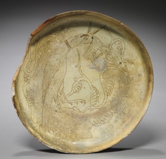 Deep Plate with Hawk, Rabbit, and Foliage, 1100s. Creator: Unknown.