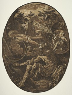 Demogorgon in the Cave of Eternity, c. 1588. Creator: Hendrick Goltzius (Dutch, 1558-1617).