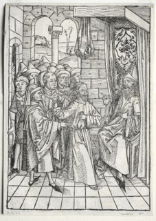 Der Schatzbehalter: Christ before Caiaphas (verso), 1491. Creator: Michael Wolgemut (German, 1434-1519).