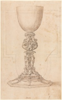 Design for a Chalice (recto) Architectural Plan (verso), mid 1500s. Creator: Luzio Romano (Italian, active 1528-75).