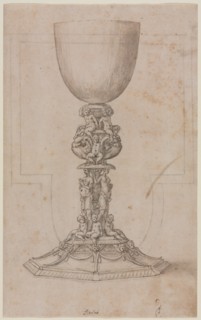Design for a Chalice (recto), mid 1500s. Creator: Luzio Romano (Italian, active 1528-75).