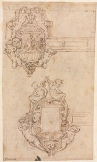 Design for Decorative Hinges (recto), mid 1500s. Creator: Luzio Romano (Italian, active 1528-75).