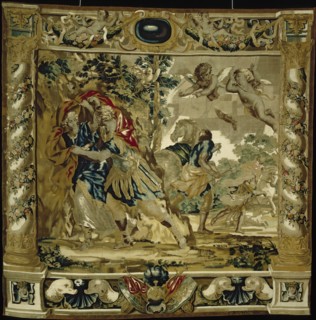 Dido and Aeneas seek shelter from a storm, 1679. Creator: Giovanni Francesco Romanelli (Italian, 1610-1662); Michael Wauters (Flemish, 1679).